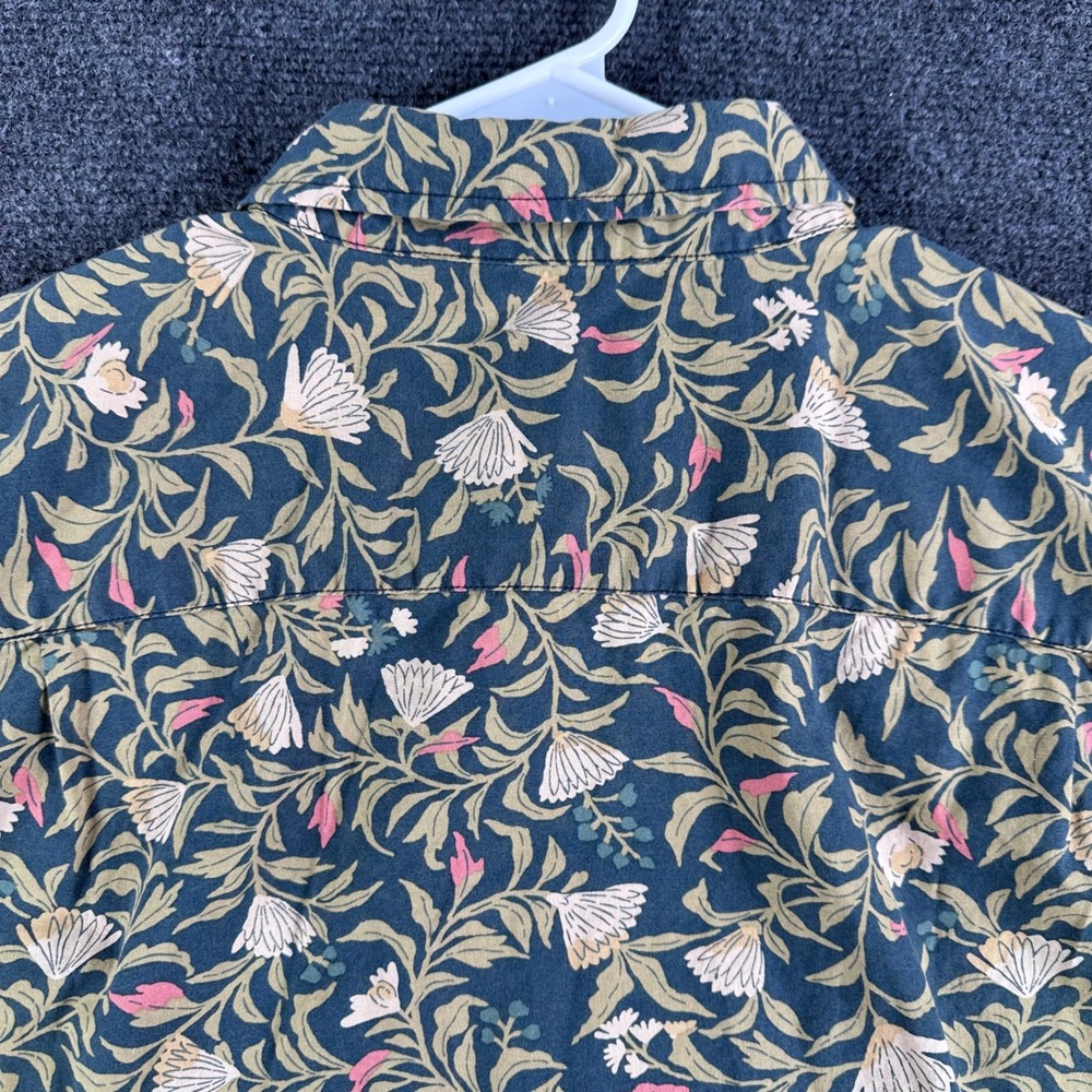 American Eagle Flex Mens XXL Short Sleeve Button Up Shirt Floral Teal Pink Green - Picture 11 of 14